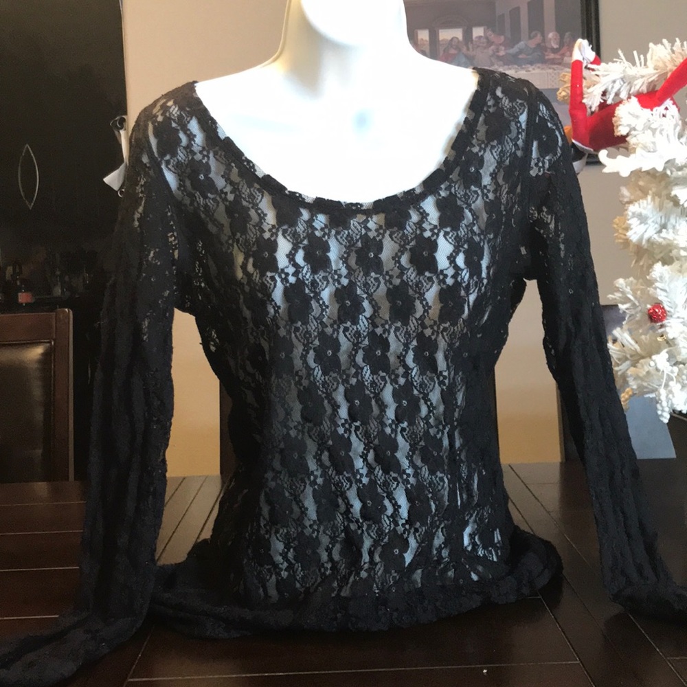 Express Long Sleeve Lace Top.
